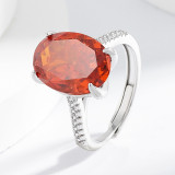 Sparkling Pigeon Egg Papalacha Ring with Luxurious Inlaid High Carbon Diamond Ice Flower Cutting Ring for Women