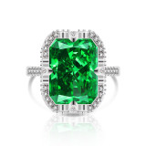 Caibao Ice Flower Cut Zircon Ring with Explosive Sparkling High Carbon Diamond Set