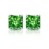 Sparkling high carbon diamond square earrings, high-end color diamond earrings, women's ice flower cut earrings