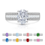 Sparkling Color Treasure Ice Flower Cut Pigeon Egg Ring Women's High Carbon Diamond Ring