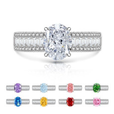 Sparkling Color Treasure Ice Flower Cut Pigeon Egg Ring Women's High Carbon Diamond Ring