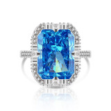 Caibao Ice Flower Cut Zircon Ring with Explosive Sparkling High Carbon Diamond Set