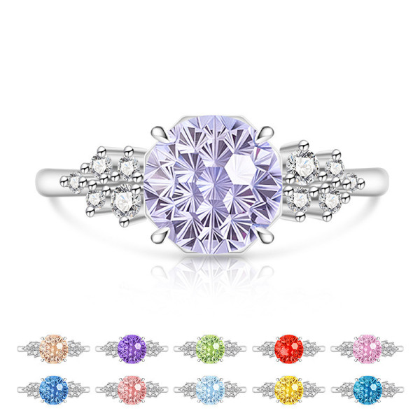 Caibao Fireworks Cut a Bundle of Starlight Ring Explosion Sparkle Caibao High Carbon Diamond Ring
