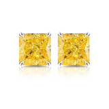 Sparkling high carbon diamond square earrings, high-end color diamond earrings, women's ice flower cut earrings