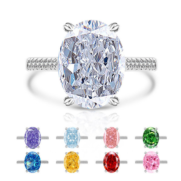 Sparkling Pigeon Egg Papalacha Ring with Luxurious Inlaid High Carbon Diamond Ice Flower Cutting Ring for Women