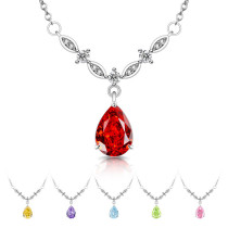 Caibao Ice Flower Cut Queen Water Drop Pendant with Sparkling High Carbon Diamond Pear Shaped Necklace