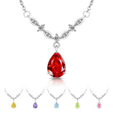 Caibao Ice Flower Cut Queen Water Drop Pendant with Sparkling High Carbon Diamond Pear Shaped Necklace
