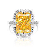Caibao Ice Flower Cut Zircon Ring with Explosive Sparkling High Carbon Diamond Set