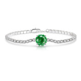 Rose Cut Oval Color Diamond Ice Flower Cut Bracelet with High Carbon Diamond Jewelry and Colorful Gemstones for Women