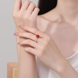 Sparkling Pigeon Egg Papalacha Ring with Luxurious Inlaid High Carbon Diamond Ice Flower Cutting Ring for Women