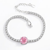 Rose Cut Oval Color Diamond Ice Flower Cut Bracelet with High Carbon Diamond Jewelry and Colorful Gemstones for Women