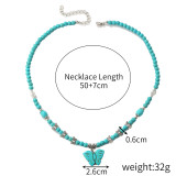 20mm snap button jewelty Vintage turquoise necklace Bohemian ethnic style necklace for women