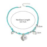 20mm snap button jewelty Vintage turquoise necklace Bohemian ethnic style necklace for women