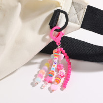 Keychain pendant, smiling face, LOVE letters, heart pendant, tassel bead, cute bag pendant