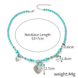 20mm snap button jewelty Vintage turquoise necklace Bohemian ethnic style necklace for women