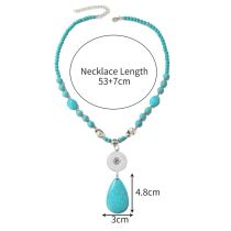 20mm snap button jewelty Vintage turquoise necklace Bohemian ethnic style necklace for women