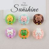 Cartoon small animal donuts handmade  20mm snap button Resin DIY Jewelry