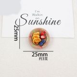 Nunu Biscuits, Fruit Plates, Dollhouse Food Toys, Handmade  20mm snap button Resin DIY Jewelry
