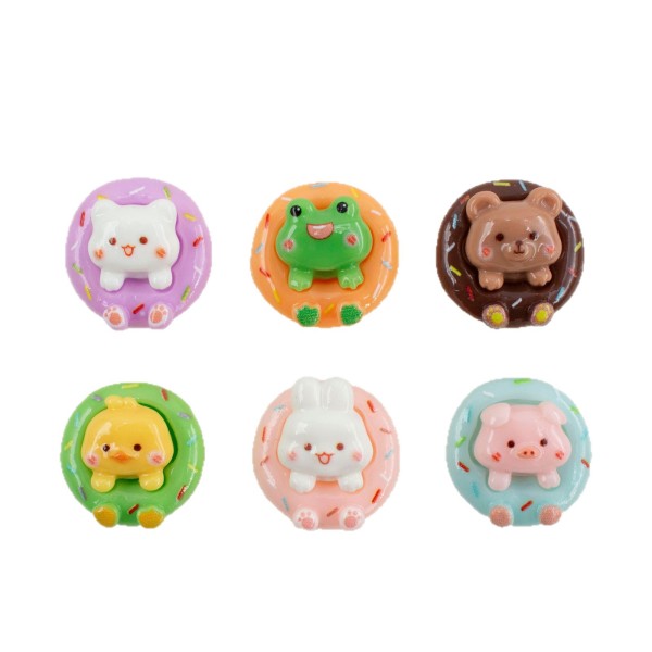 Cartoon small animal donuts handmade  20mm snap button Resin DIY Jewelry