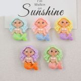 Cartoon Cute Mermaid Handmade Material  20mm snap button Resin DIY Jewelry
