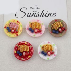 Nunu Biscuits, Fruit Plates, Dollhouse Food Toys, Handmade  20mm snap button Resin DIY Jewelry