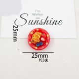 Nunu Biscuits, Fruit Plates, Dollhouse Food Toys, Handmade  20mm snap button Resin DIY Jewelry