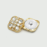 Flower Pearl  Rhinestone vintage Square crystal Metal 20MM Snap buttons