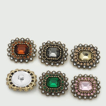 Flower Pearl  Rhinestone vintage Square crystal Metal 20MM Snap buttons