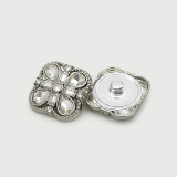 Flower Pearl  Rhinestone vintage Square crystal Metal 20MM Snap buttons