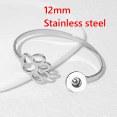 12MM Snap button bangle Stainless steel bracelet  cat claws  adjustable opening