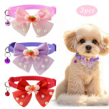 Pet Dog Pearl Bow Collar Yorkshire Marzis Pink Girl Heart Adjustable Neck Collar