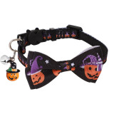 New Pet Collar Halloween Ribbon Cat Collar Bow Cat Collar with Bell