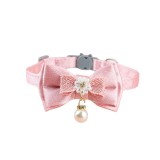 Pet collars, fairy pink lace bows, hanging beads, cat collars, bells, pet supplies