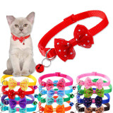 Dot Bow Pet Collar Small Round Dot Bow Cat Collar Pet Accessories Cat Dog Bell Collar