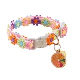 Pet necklace with colorful lace flowers, cat collar, puppy accessory, neck ring, bell collar, cat collar