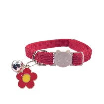 Pet Corduroy Flower Pendant Collar Cat Collar Dog Bell Adjustable Safety Buckle Neck Ring