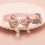 Pet collars, fairy pink lace bows, hanging beads, cat collars, bells, pet supplies