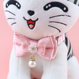 Pet collars, fairy pink lace bows, hanging beads, cat collars, bells, pet supplies