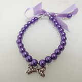 Pet jewelry, pearl necklace, cat and dog collar, bone pendant, small and medium-sized dog