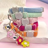Pet Corduroy Flower Pendant Collar Cat Collar Dog Bell Adjustable Safety Buckle Neck Ring