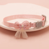Pet collars, fairy pink lace bows, hanging beads, cat collars, bells, pet supplies