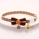 Pet coffee colored tie collar hanging bead lace bow bell cat necklace anti suffocation safety buckle
