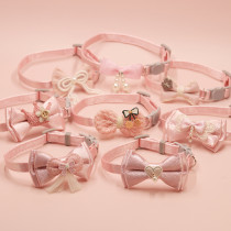 Pet collars, fairy pink lace bows, hanging beads, cat collars, bells, pet supplies