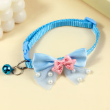 Pet Dog Pearl Bow Collar Yorkshire Marzis Pink Girl Heart Adjustable Neck Collar