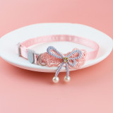 Pet collars, fairy pink lace bows, hanging beads, cat collars, bells, pet supplies