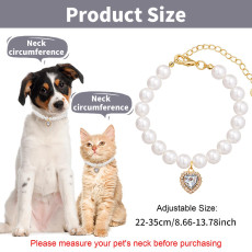Cat Pearl Collar Necklace Princess Style Acrylic Love Water Diamond Pendant Cat Collar Lady Style Dog Neck Ring