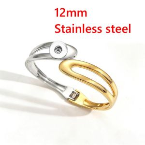12mm 20mm snap button bangle Stainless steel geometric opening bracelet