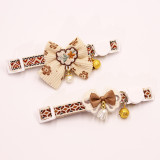 Pet coffee colored tie collar hanging bead lace bow bell cat necklace anti suffocation safety buckle