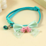 Pet Dog Pearl Bow Collar Yorkshire Marzis Pink Girl Heart Adjustable Neck Collar