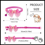 Pet Dog Pearl Bow Collar Yorkshire Marzis Pink Girl Heart Adjustable Neck Collar